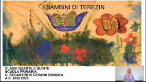 I bambini di Terezin, dipinto che raffigura una farfalla posata su un fiore